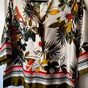 ZARA Basic Tropical Jungle Print Oversized Tunic (M)